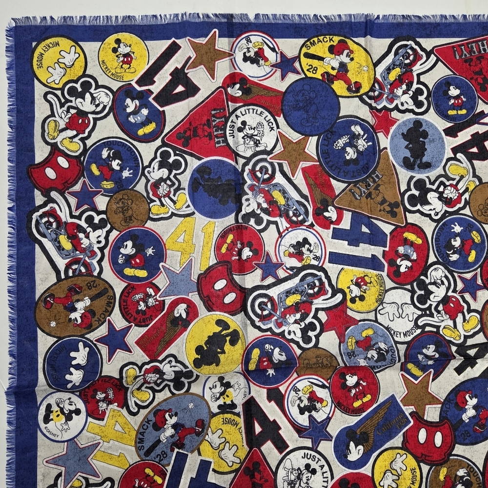 COACH X Disney Mickey Mouse Multi Patch Colorful Scarf Vibrant Whimsical Silk - Picture 7 of 10